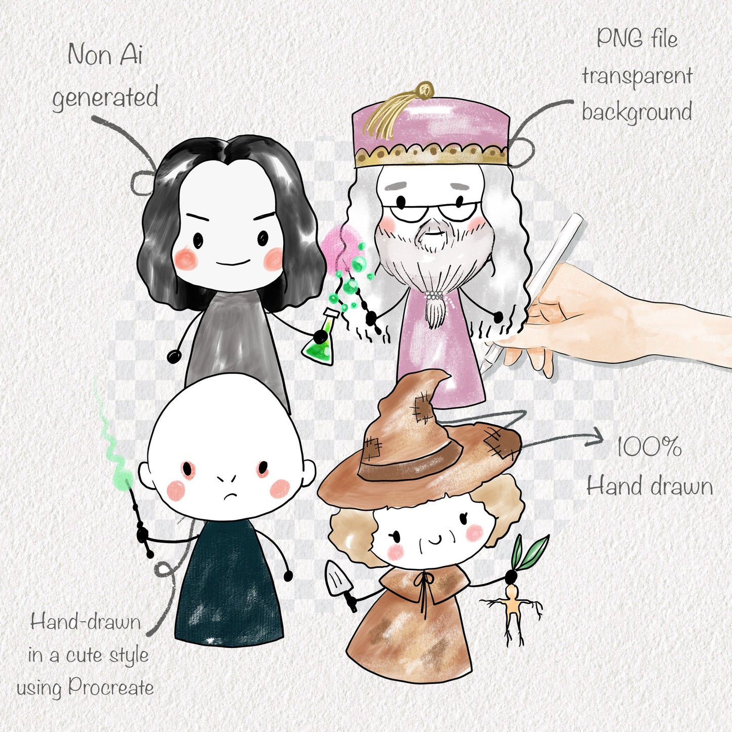 Wizard Hand drawn doodle Clipart , PNG file - 300 dpi