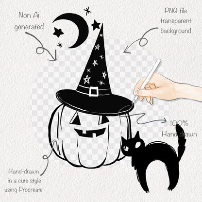 Halloween doodle clipart PNG files instant download PNG file - 300 dpi.