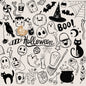 Halloween doodle clipart PNG files instant download PNG file - 300 dpi.