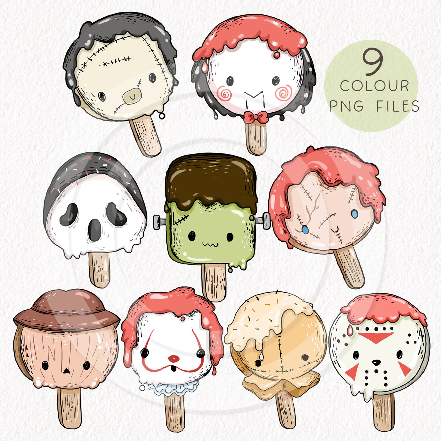 Spooky Ice Cream Clipart , Halloween Clipart, PNG file - 300 dpi