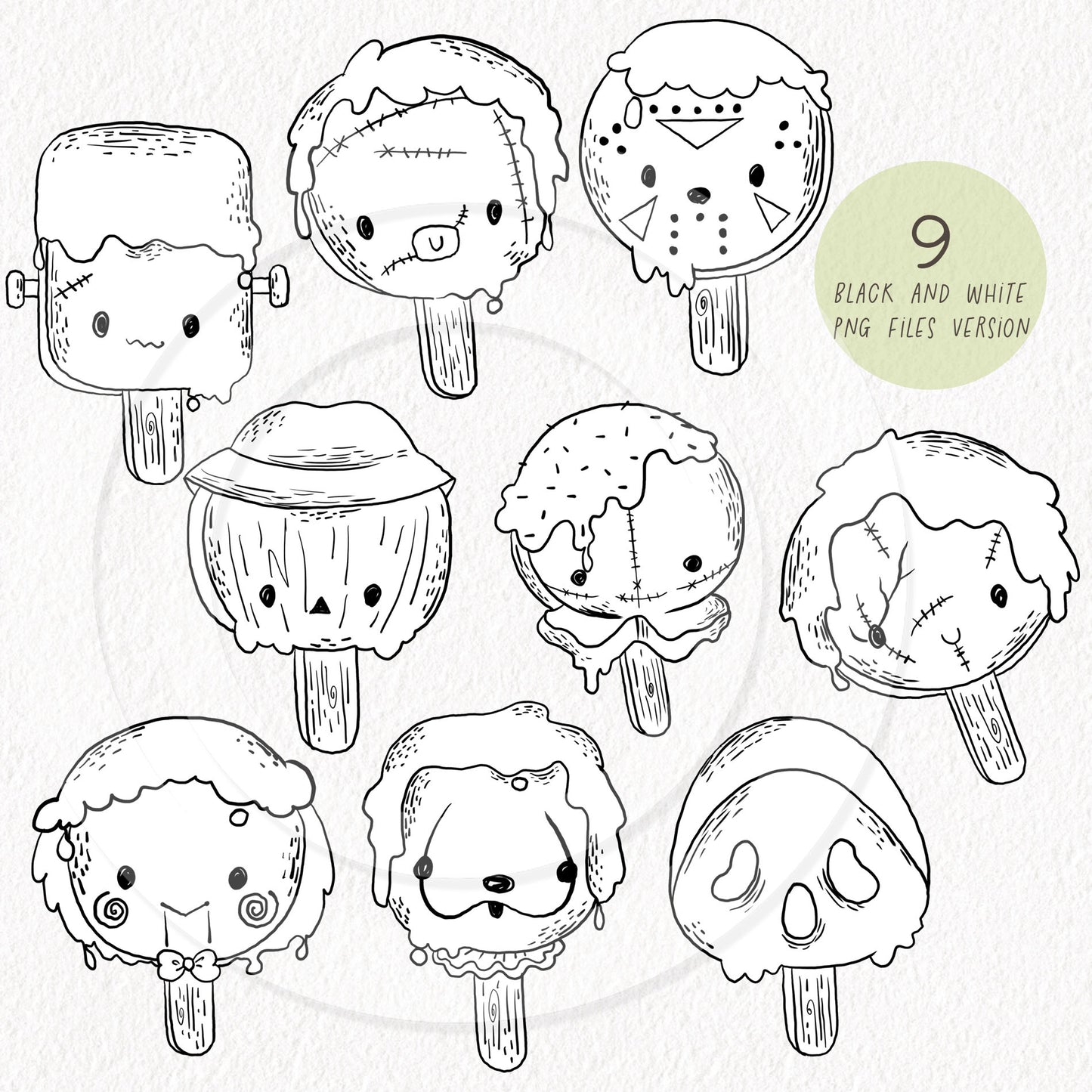 Spooky Ice Cream Clipart , Halloween Clipart, PNG file - 300 dpi
