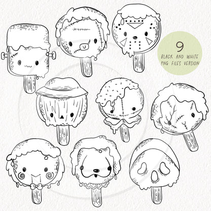 Spooky Ice Cream Clipart , Halloween Clipart, PNG file - 300 dpi
