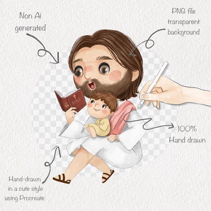 Jesus and Children Clipart, PNG files