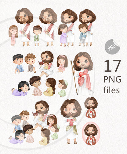 Jesus and Children Clipart, PNG files