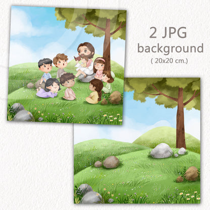 Jesus and Children Clipart, PNG files