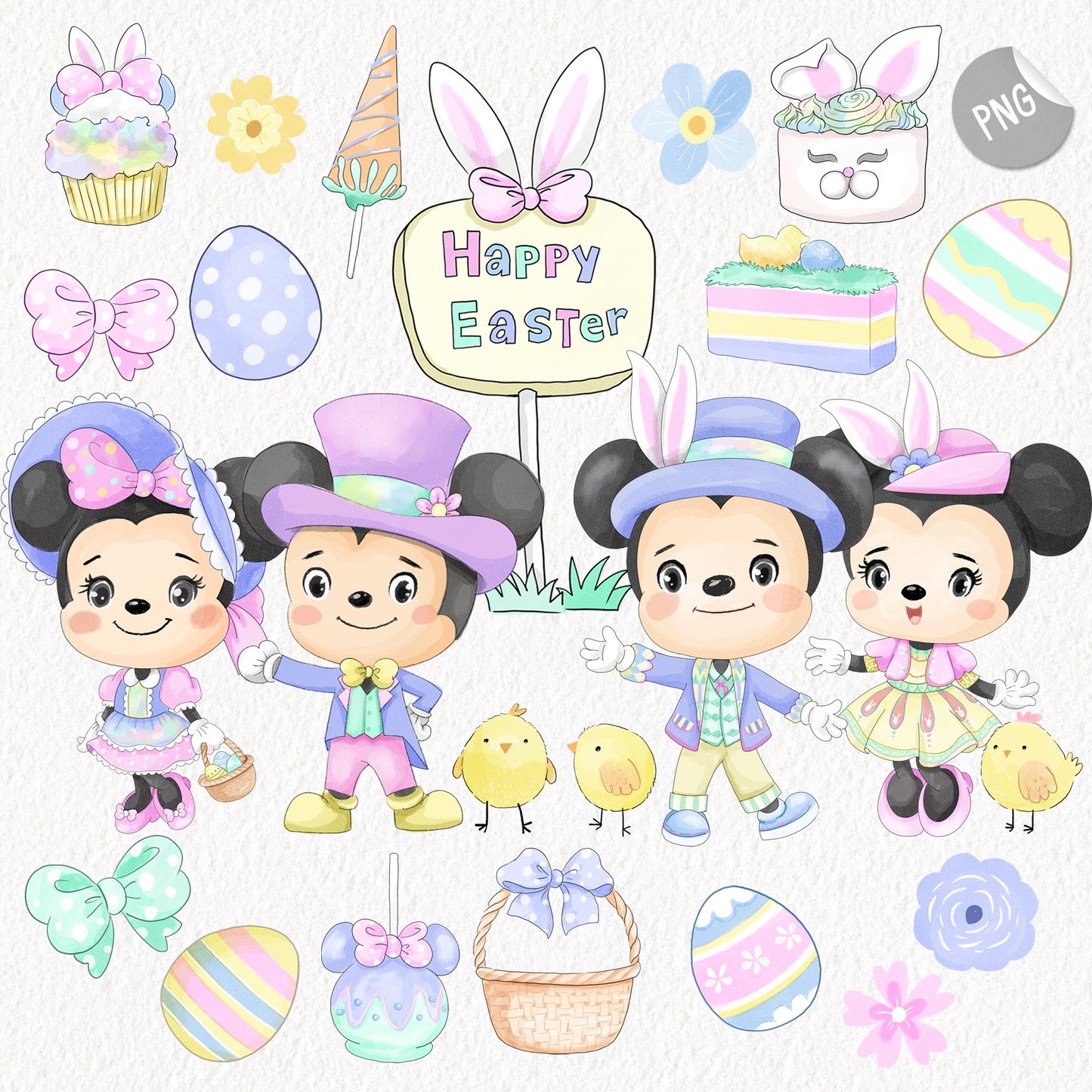 Pastel Easter clipart instant download PNG file - 300 dpi