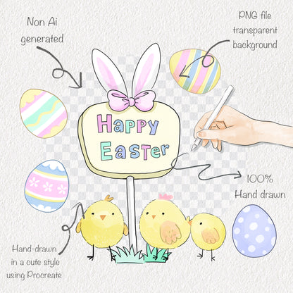 Pastel Easter clipart instant download PNG file - 300 dpi