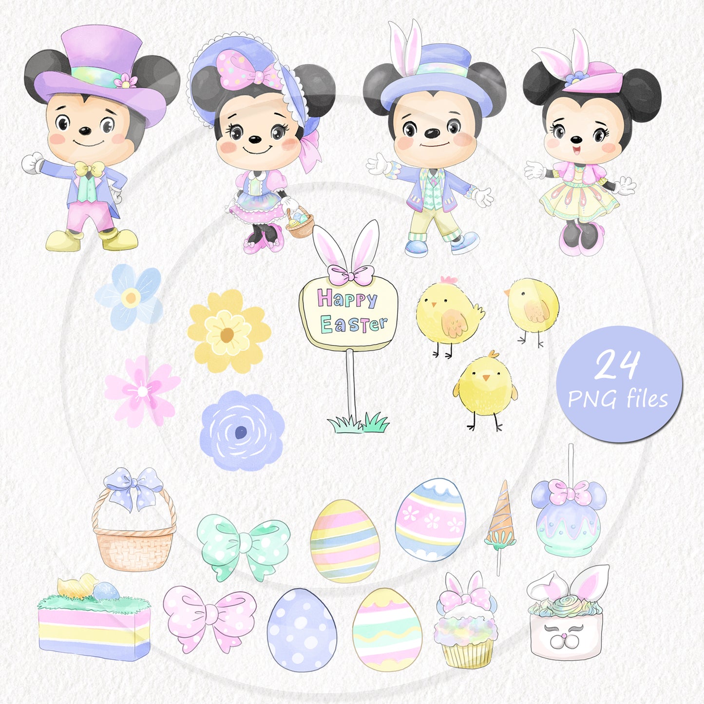 Pastel Easter clipart instant download PNG file - 300 dpi
