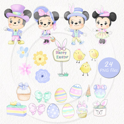 Pastel Easter clipart instant download PNG file - 300 dpi