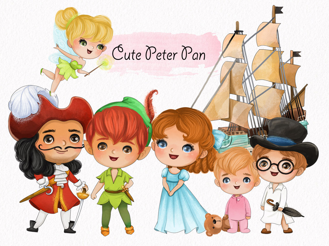 Cute Peter Pan clipart instant download PNG file - 300 dpi