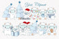 Yetis Christmas Clipart instant download PNG file - 300 dpi