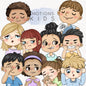 Emotions kids clipart set2, instant download PNG file - 300 dpi