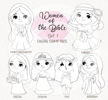 Women of the Bible Clipart set 1, Bible Characters Clipart PNG files 300 dpi.