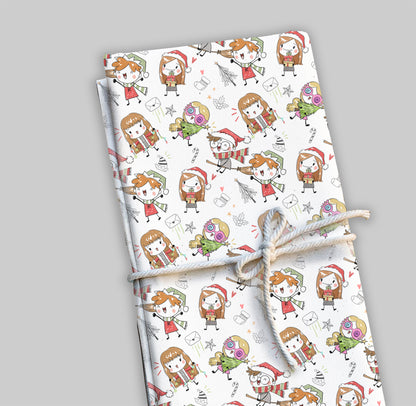 Christmas wizard kids 2 Seamless Pattern, instant download PNG file - 300 dpi