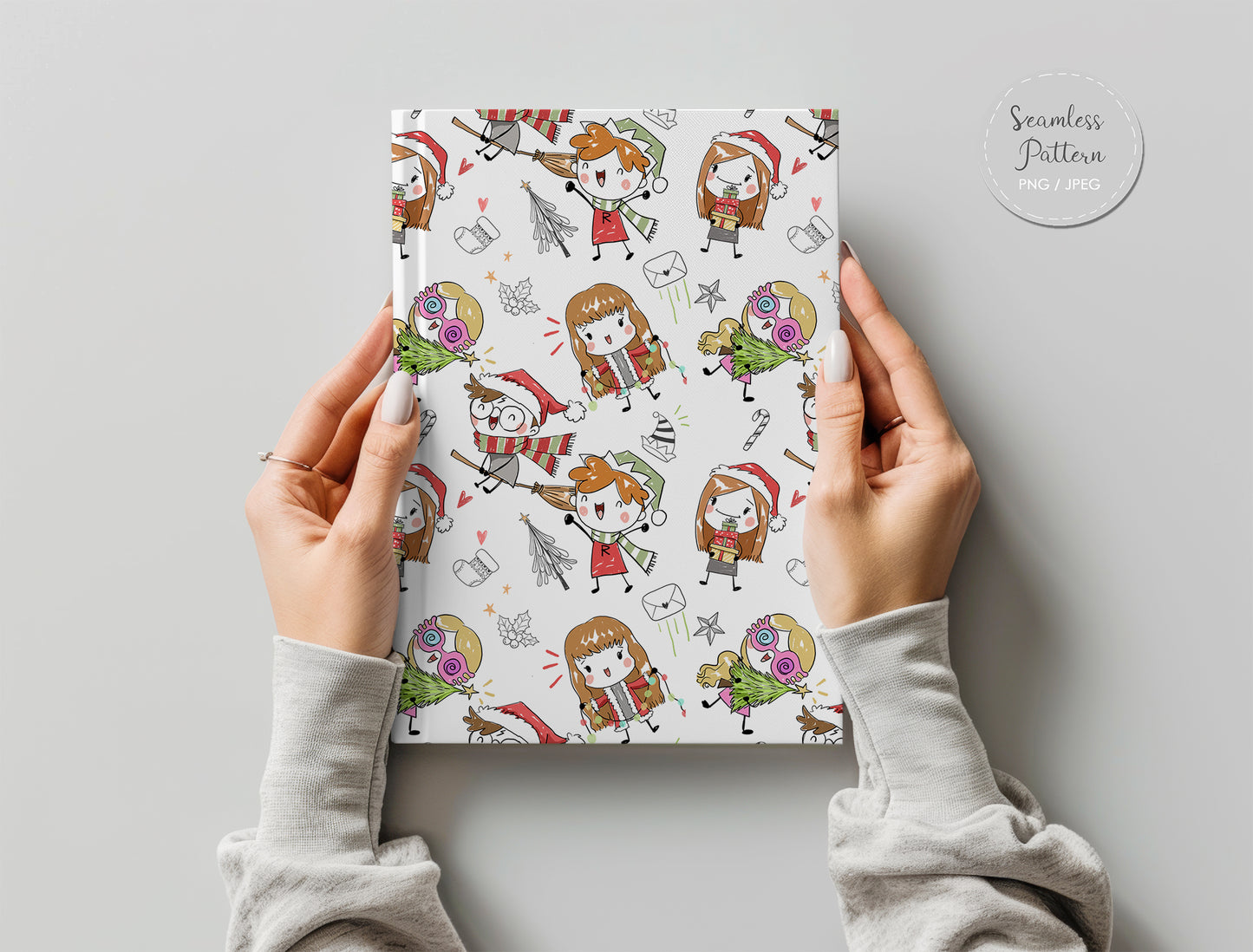 Christmas wizard kids 2 Seamless Pattern, instant download PNG file - 300 dpi