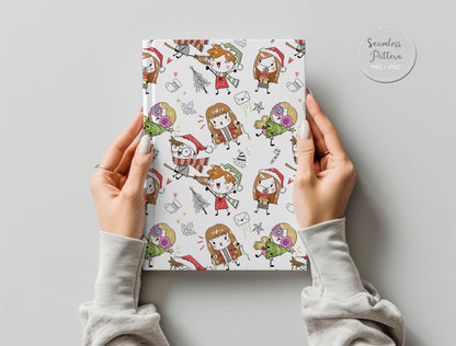 Christmas wizard kids 2 Seamless Pattern, instant download PNG file - 300 dpi