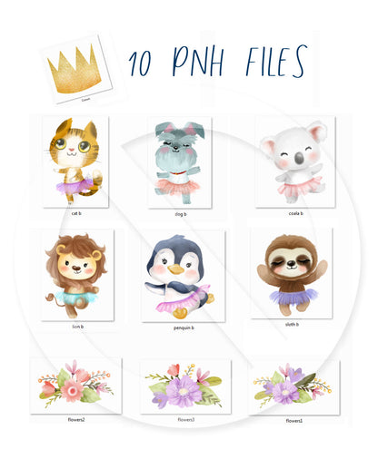 Cute Animals ballerina clipart