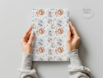 Animals superhero Seamless Pattern, instant download PNG file - 300 dpi
