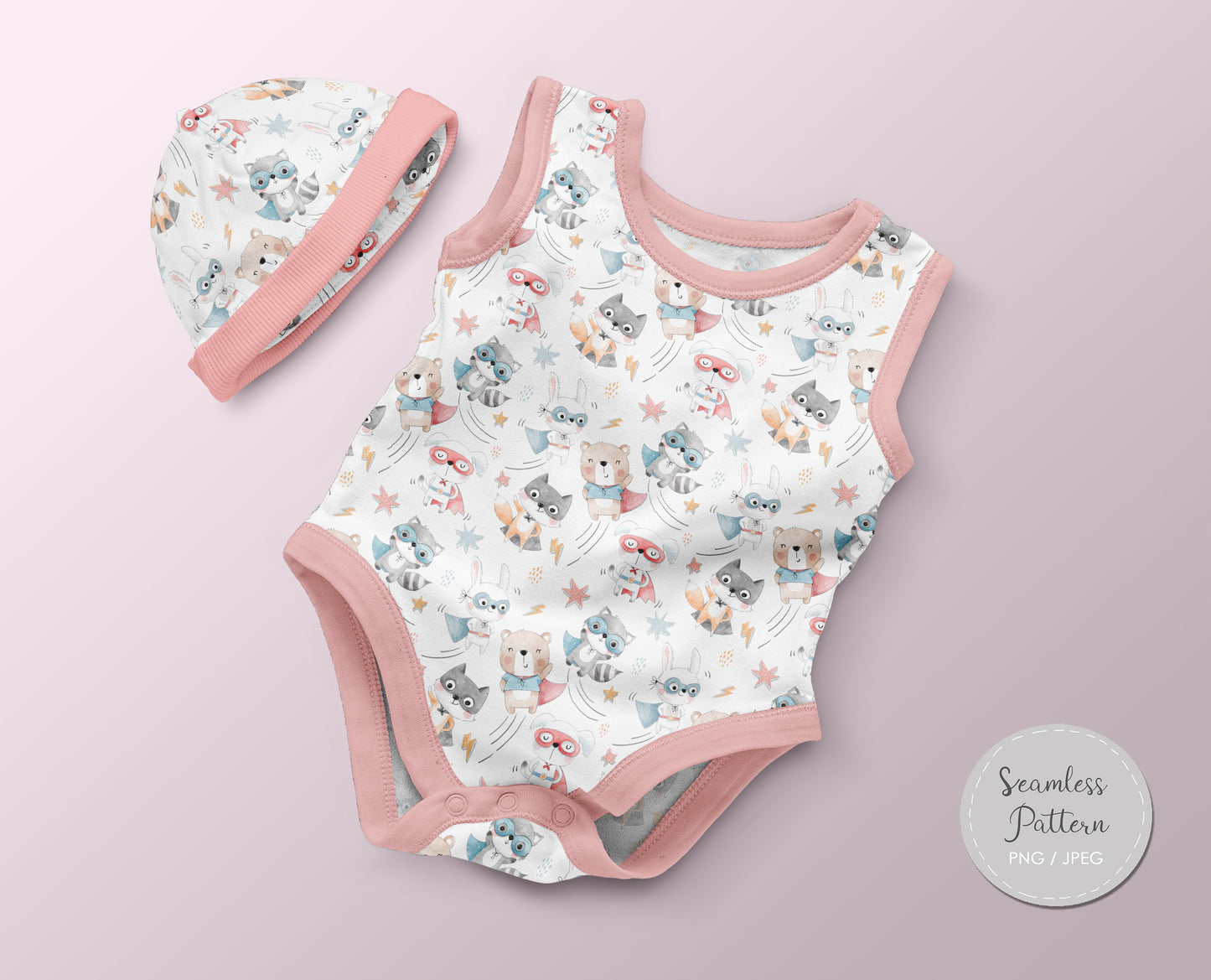 Animals superhero 2 Seamless Pattern, instant download PNG file - 300 dpi