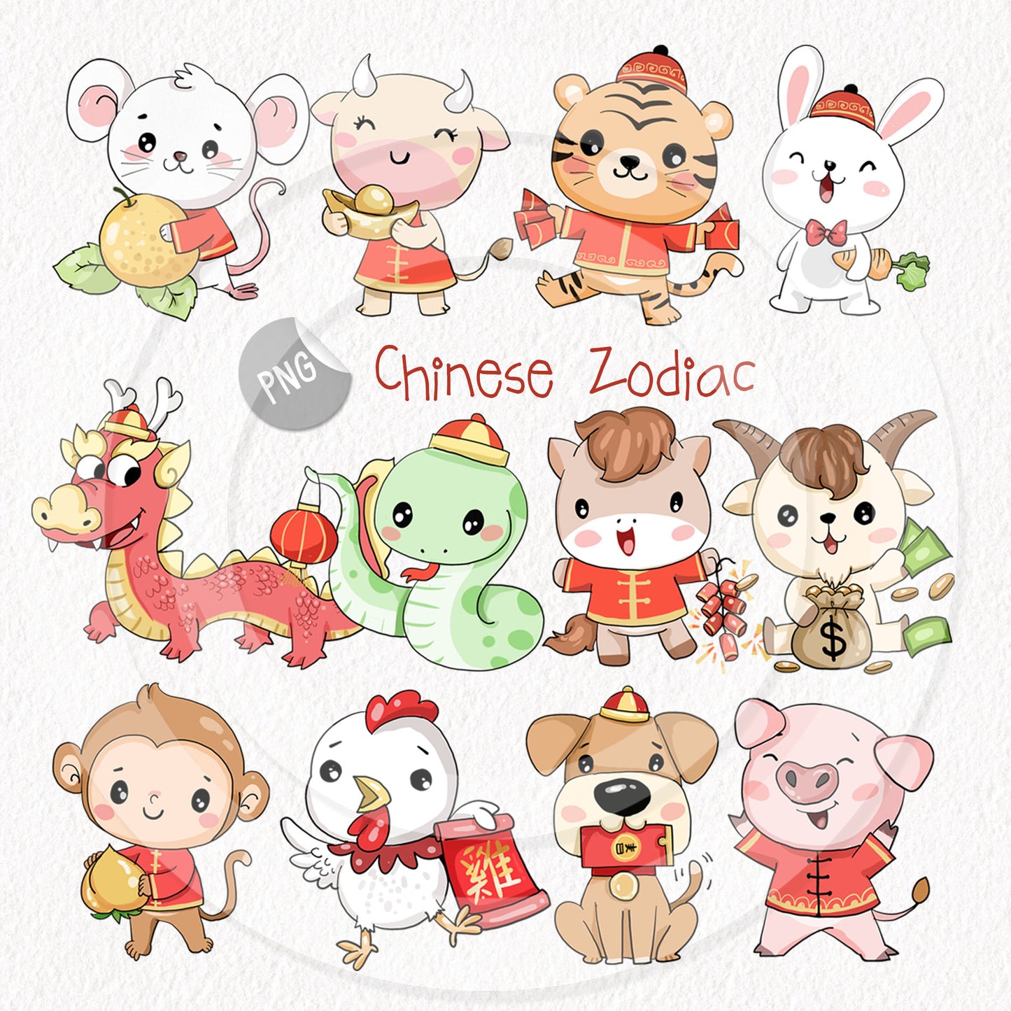 Animals Zodiac Clipart , instant download PNG file - 300 dpi
