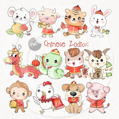 Animals Zodiac Clipart , instant download PNG file - 300 dpi