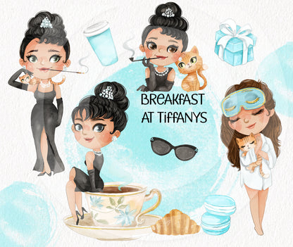 Audrey Hepburn,  Breakfast at Tiffanys clipart instant download PNG file - 300 dpi