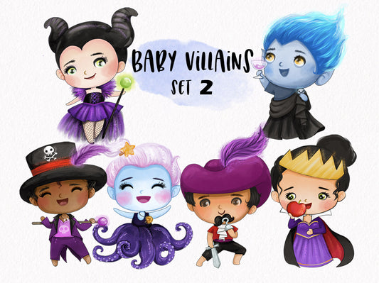 Baby Villains ClipArt set 2 instant download PNG file - 300 dpi