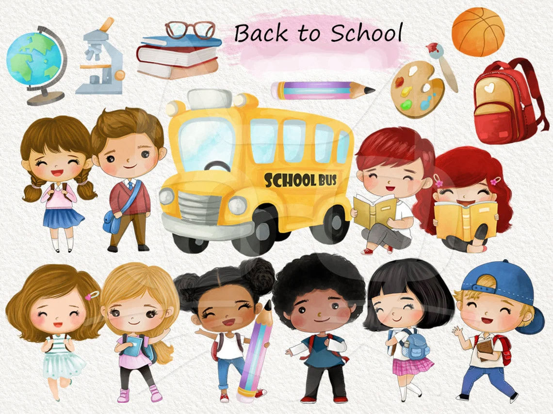 Back to school clipart instant download PNG file - 300 dpi