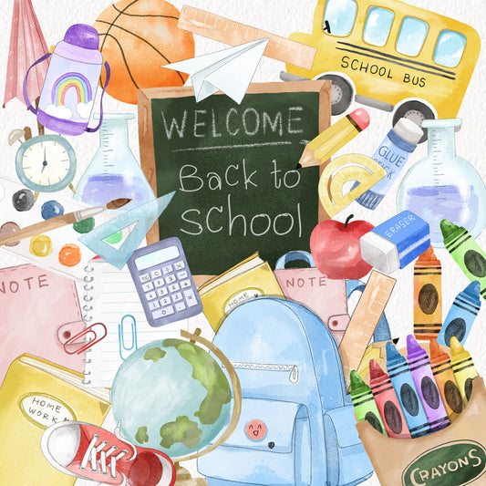 Back to school bundles set clipart instant download PNG file - 300 dpi