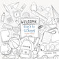 Back to School digital stamp Clipart, digital stamp clipart, blackline art instant download PNG file - 300 dpi
