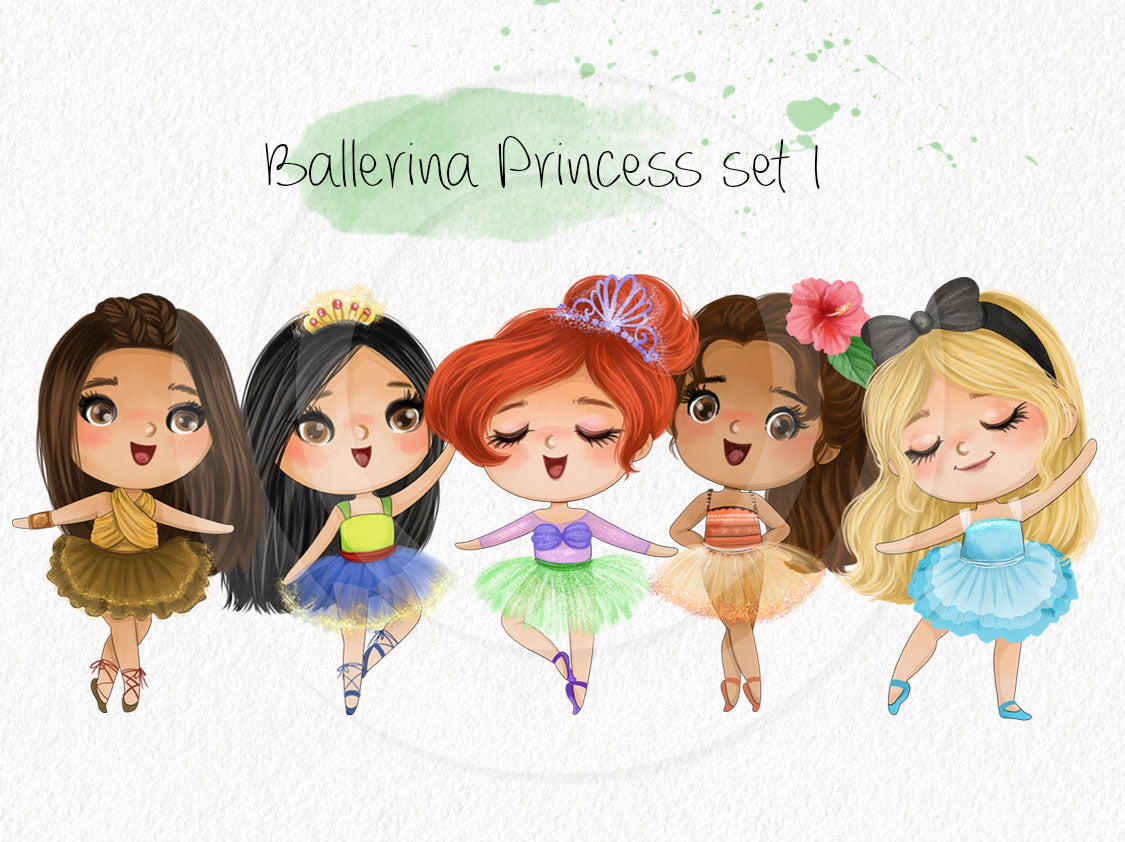 Ballerina Princess set1 clipart instant download PNG file - 300 dpi