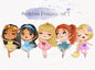 Ballerina Princess set2 clipart instant download PNG file - 300 dpi