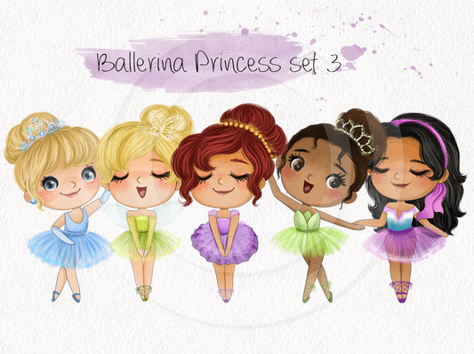 Ballerina Princess set3 clipart instant download PNG file - 300 dpi