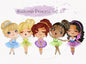 Ballerina Princess set3 clipart instant download PNG file - 300 dpi