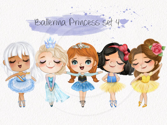 Ballerina Princess set4 clipart instant download PNG file - 300 dpi