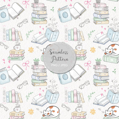 Book Seamless Pattern, instant download PNG file - 300 dpi
