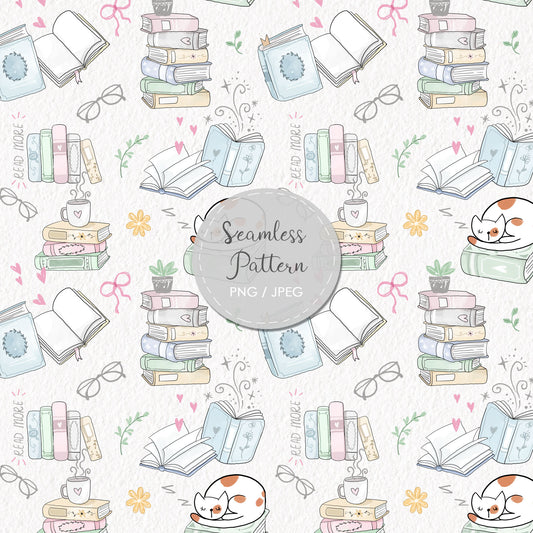 Book Seamless Pattern, instant download PNG file - 300 dpi