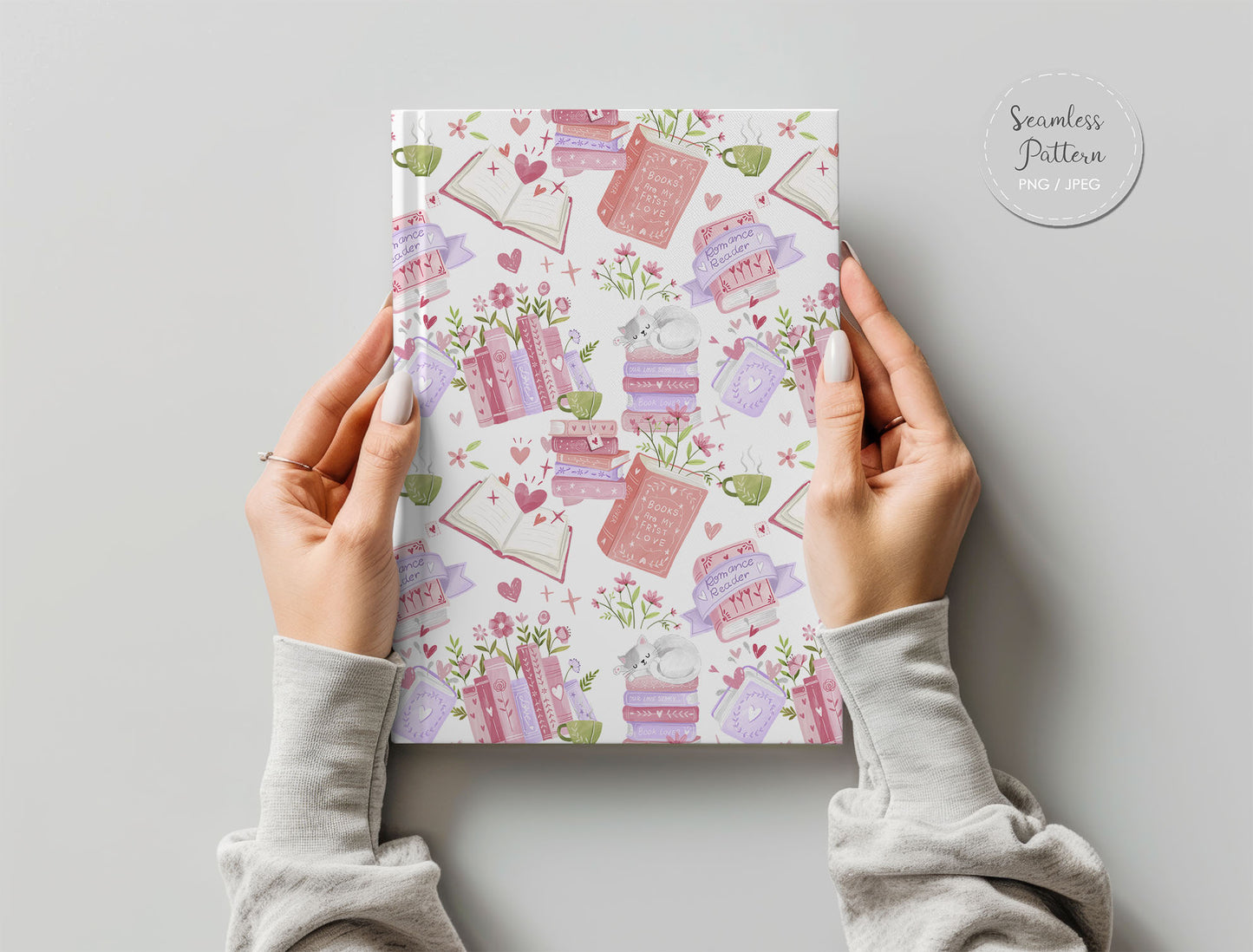 Valentine bookish Seamless Pattern, instant download PNG file - 300 dpi