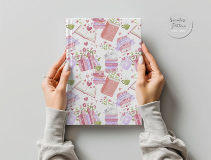 Valentine bookish Seamless Pattern, instant download PNG file - 300 dpi