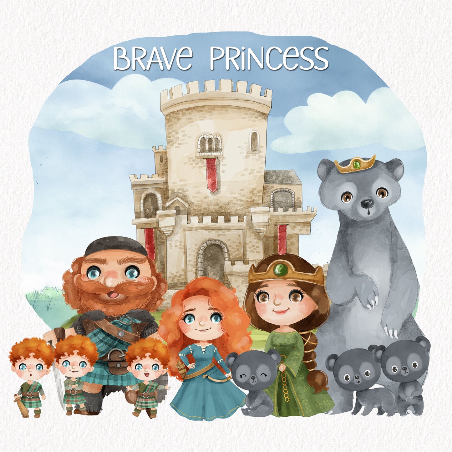 Brave Princess inspiration clipart instant download PNG file - 300 dpi