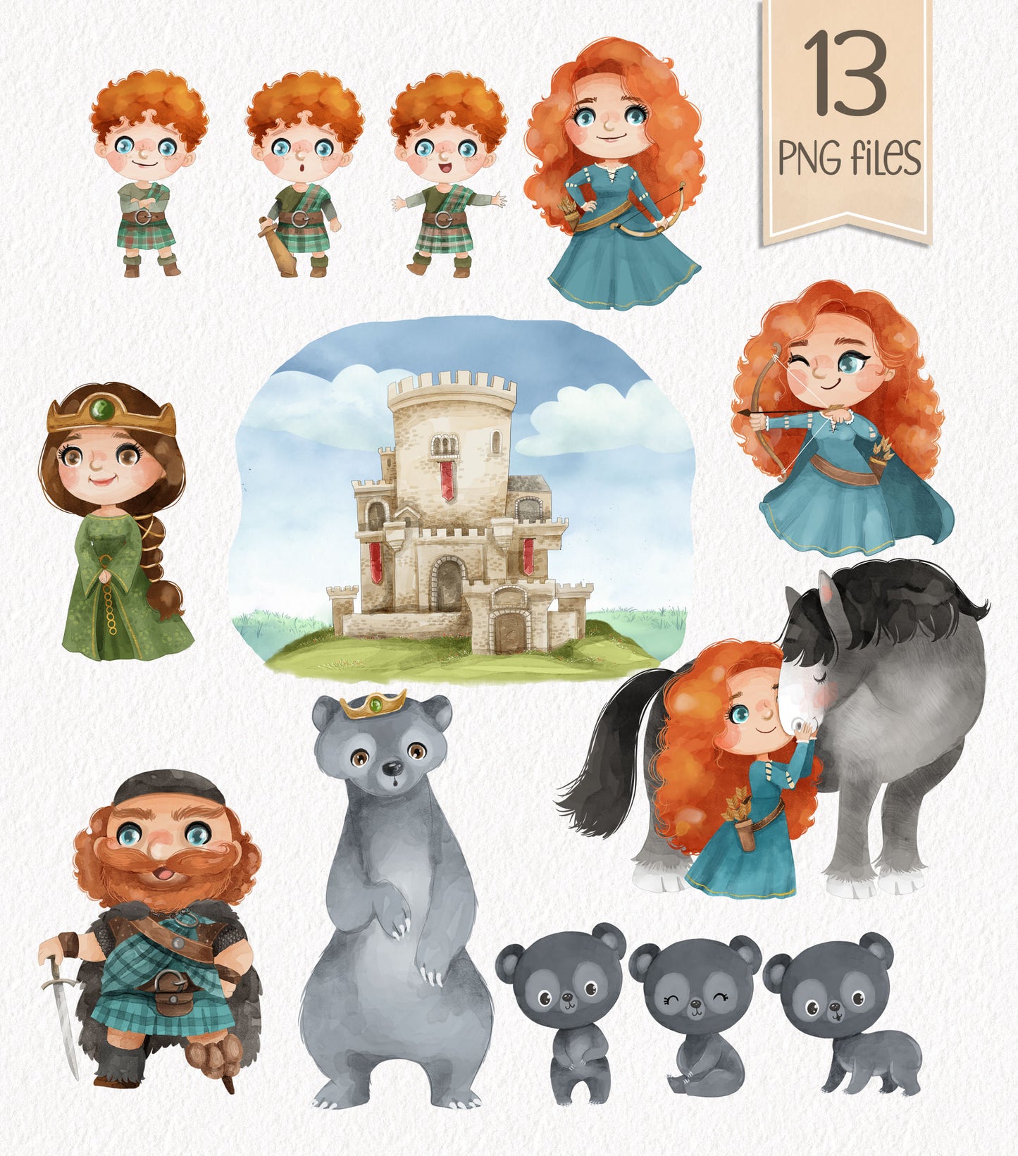 Brave Princess inspiration clipart instant download PNG file - 300 dpi