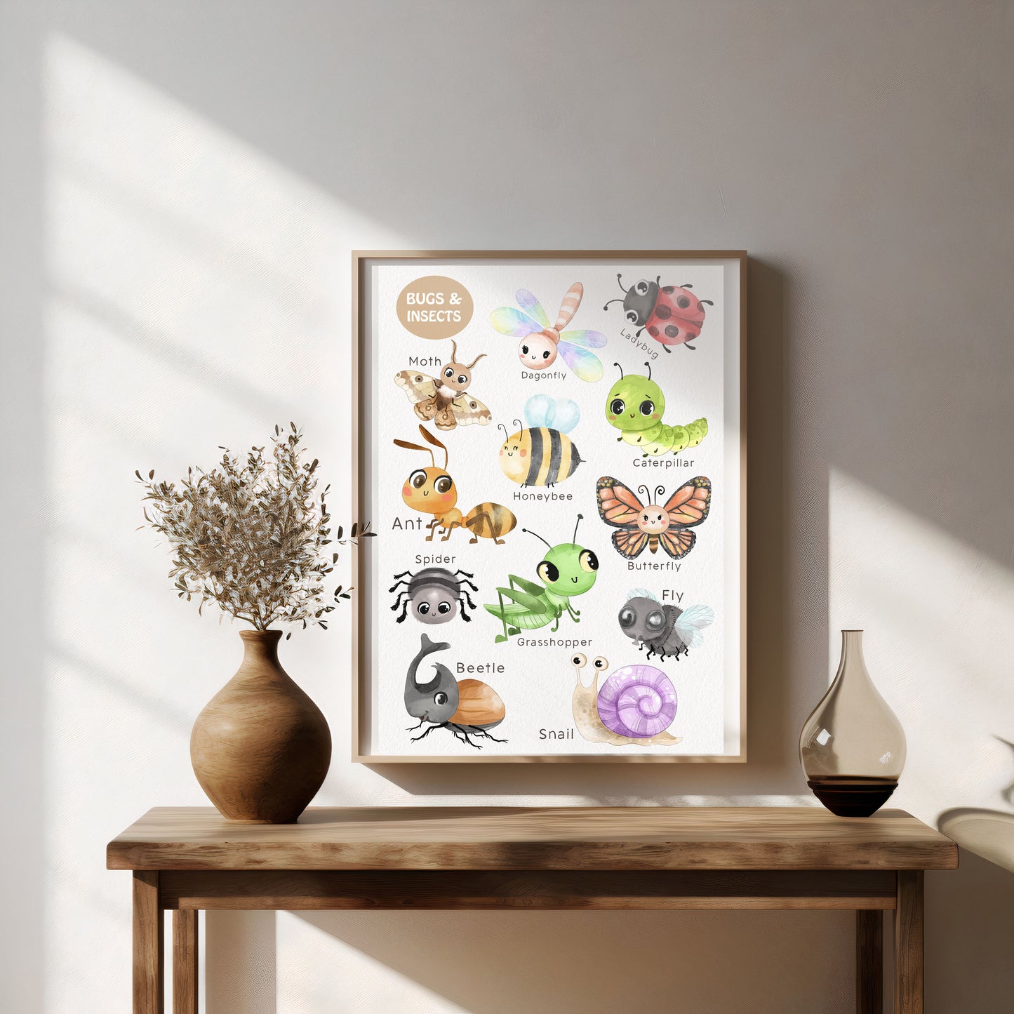 Cute Bugs, Insects Clipart, Hand drawn clipart, PNG files.