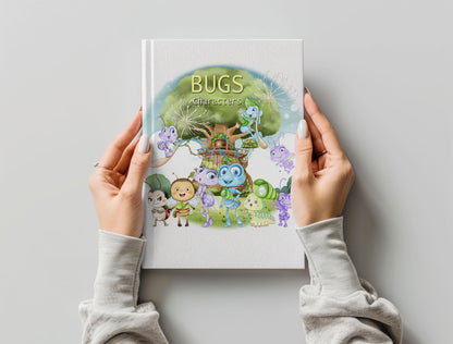 Cute Bugs characters Clipart, Hand drawn clipart, PNG files.
