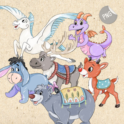 Animals Carousel clipart set 1 PNG file.