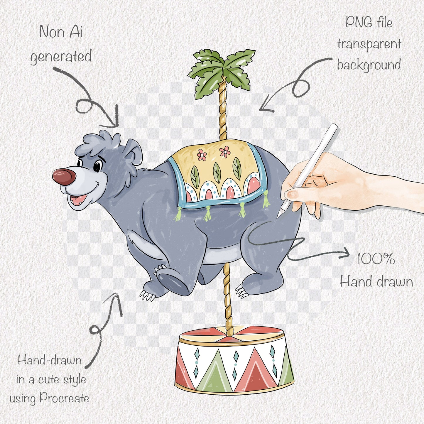 Animals Carousel clipart set 1 PNG file.