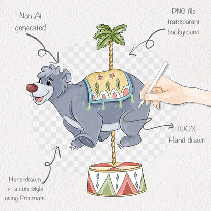 Animals Carousel clipart set 1 PNG file.