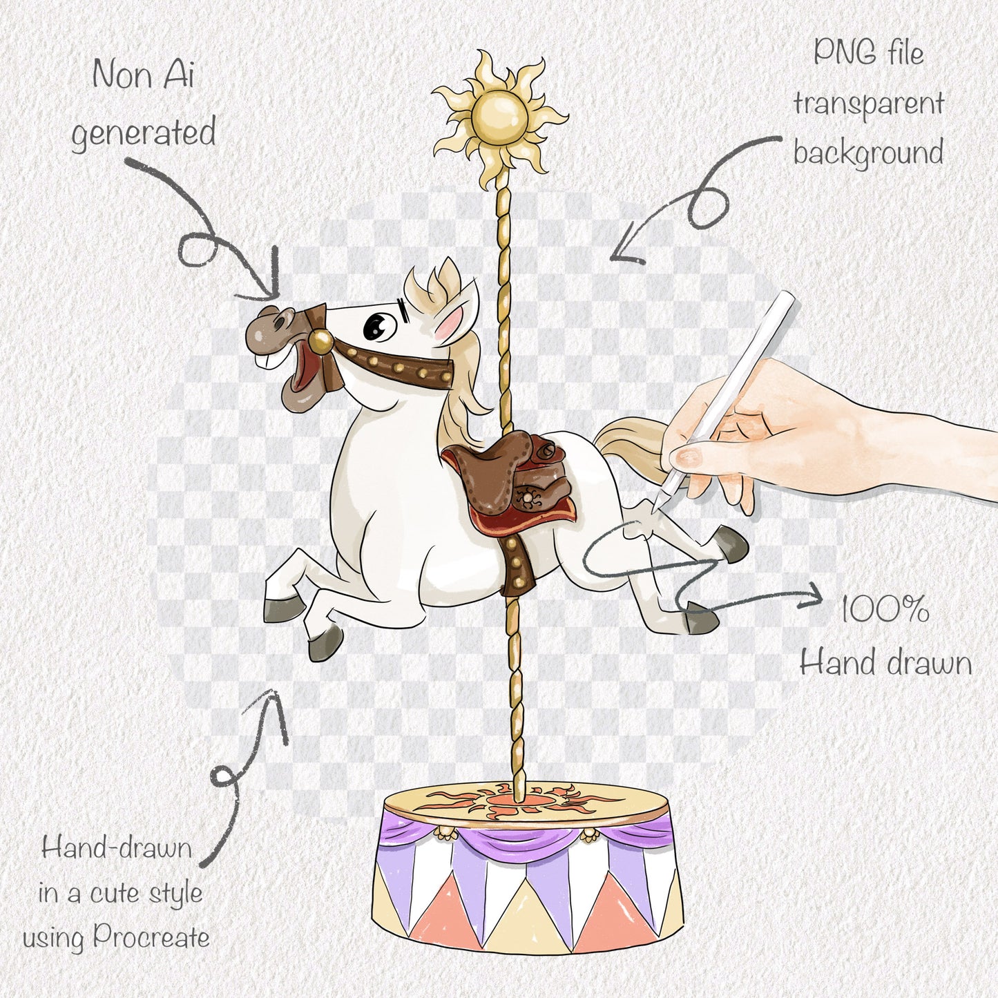 Animals Carousel clipart set 2 PNG file.