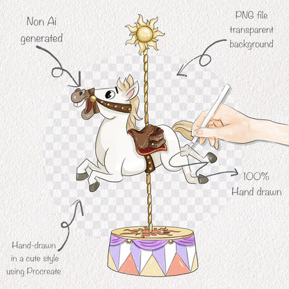 Animals Carousel clipart set 2 PNG file.