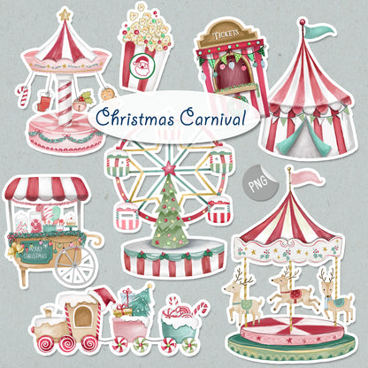 Christmas Carnival clipart PNG files.