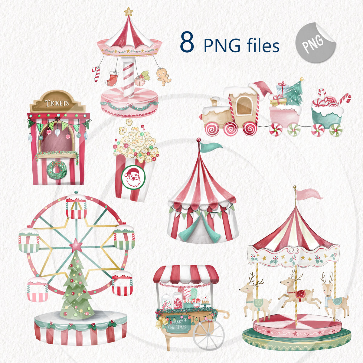 Christmas Carnival clipart PNG files.